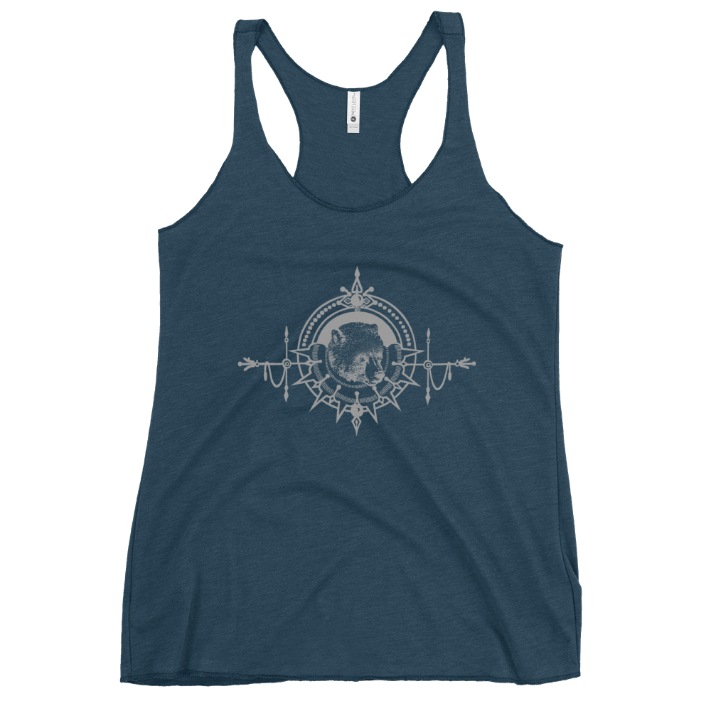 Ornate Bear Racerback Tank (gray ink)