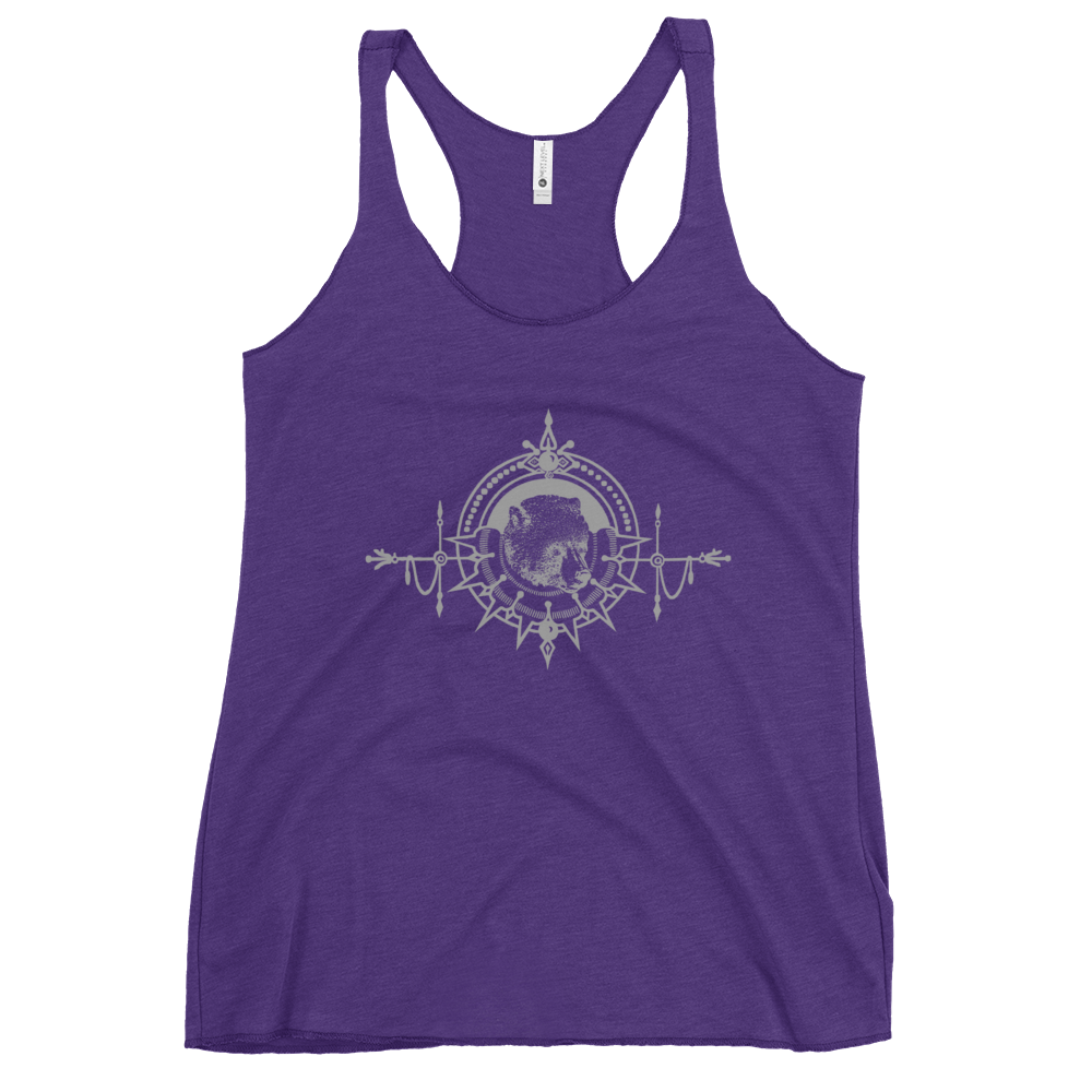 Ornate Bear Racerback Tank (gray ink)