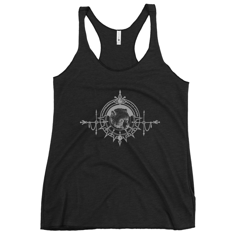 Ornate Bear Racerback Tank (gray ink)