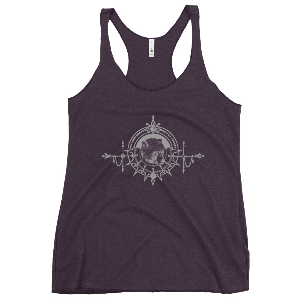 Ornate Bear Racerback Tank (gray ink)