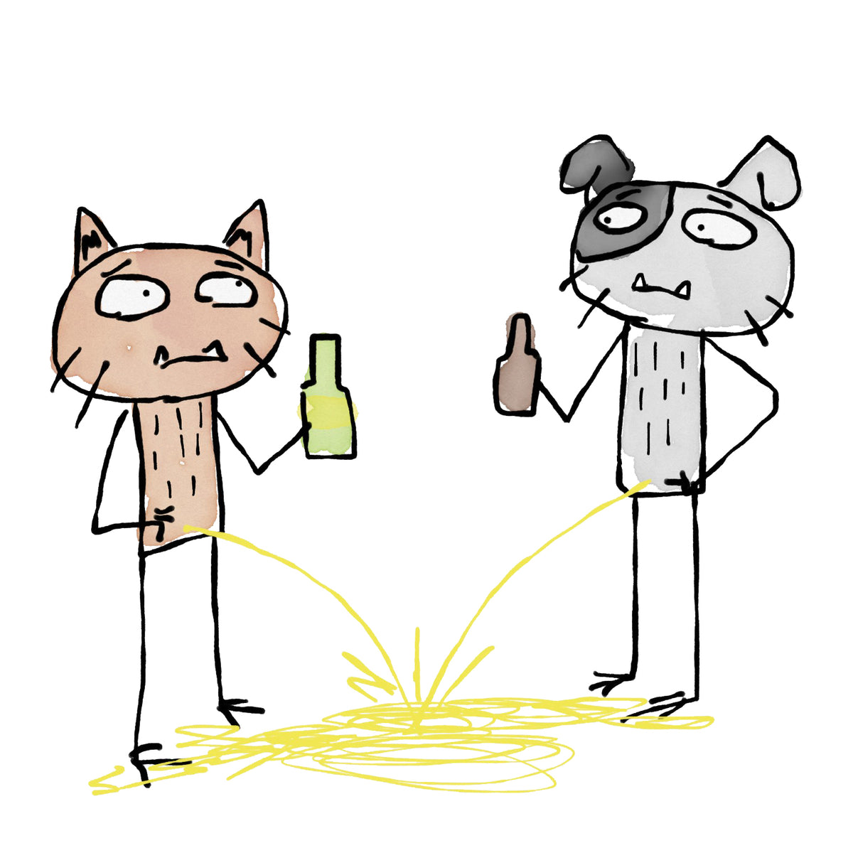 Cat and Dog Peeing T-Shirt