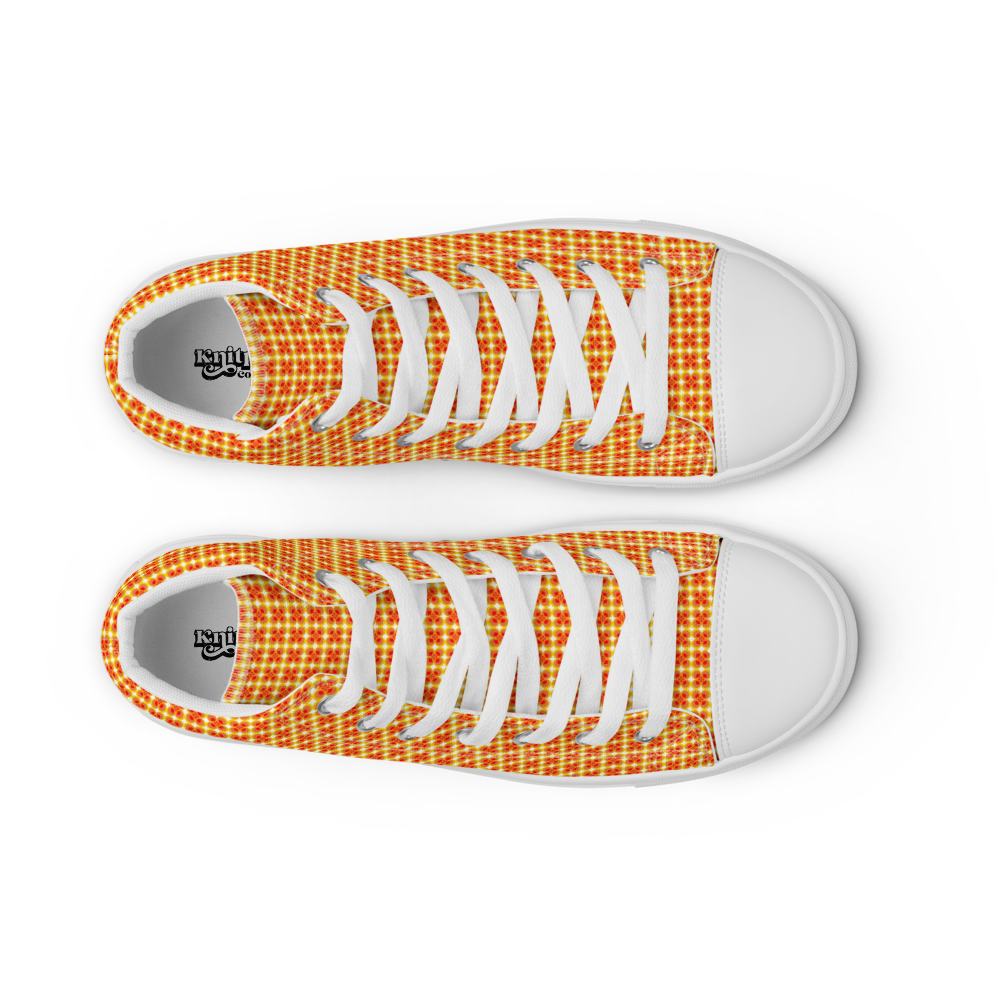 Flower Pattern Men’s high top canvas shoes