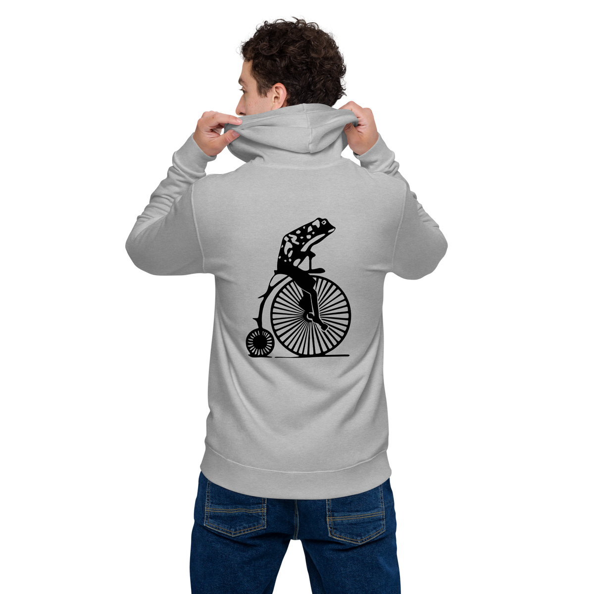Frog on a Penny Farthing zip hoodie
