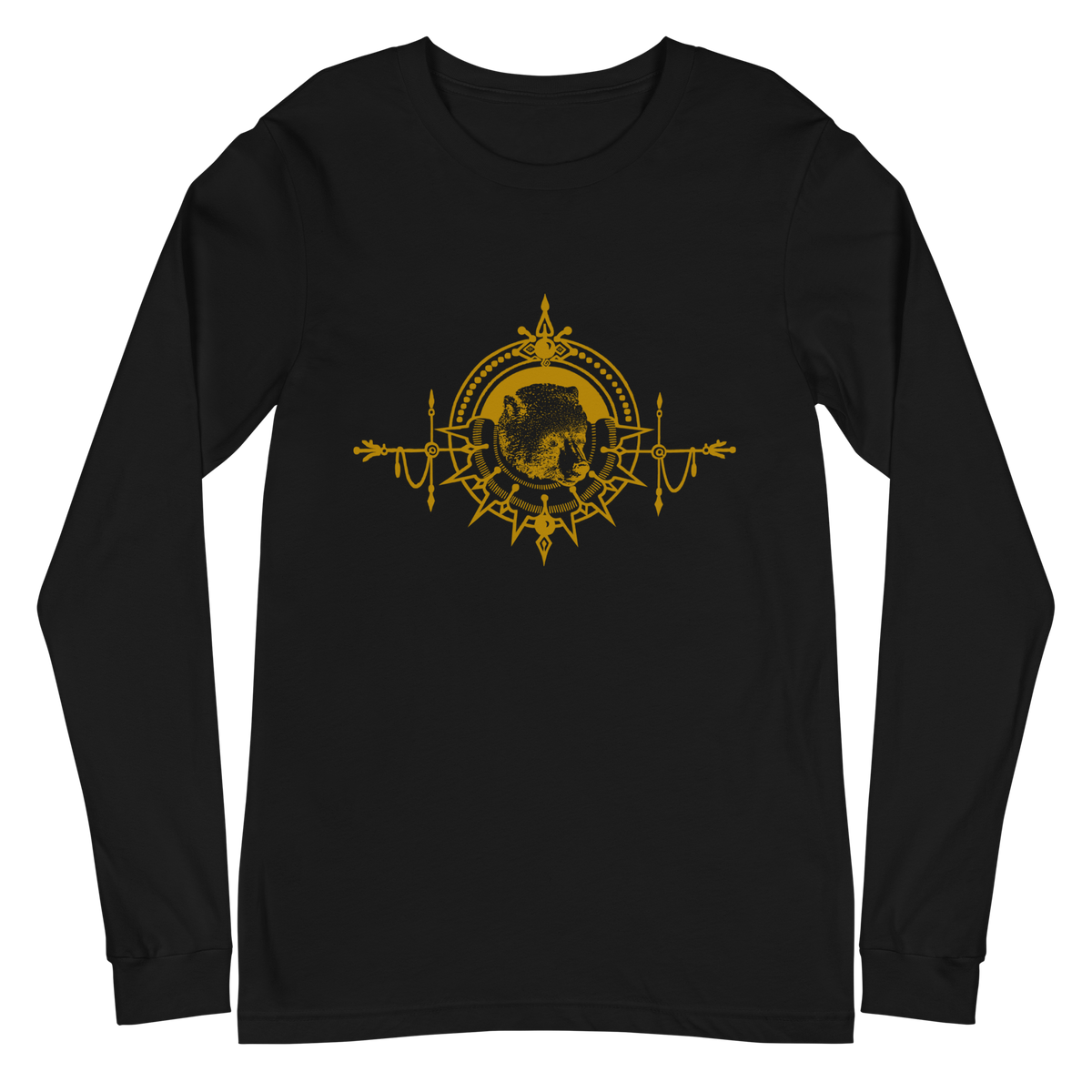 Ornate Bear Long Sleeve (Orange on Black)