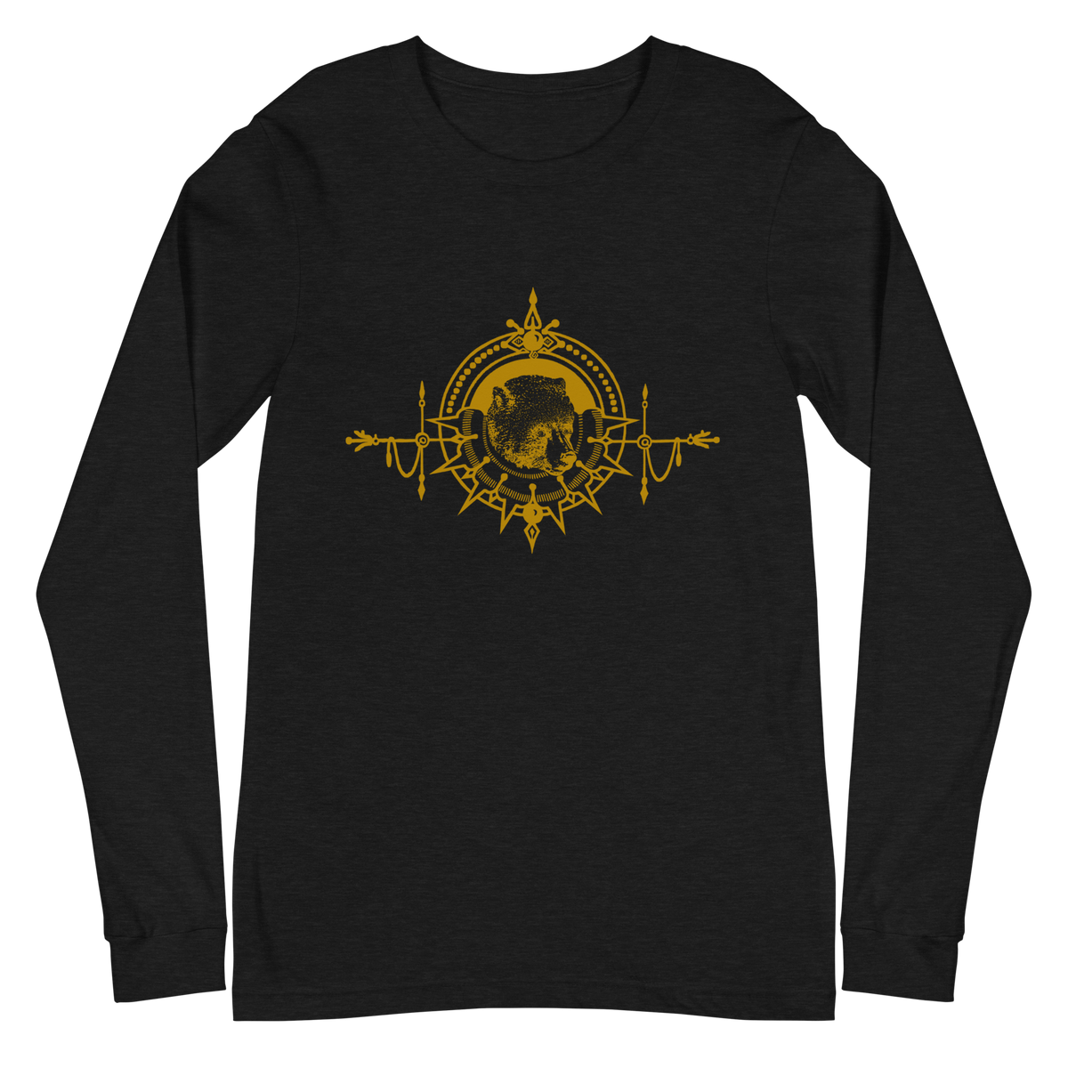 Ornate Bear Long Sleeve (Orange on Black)
