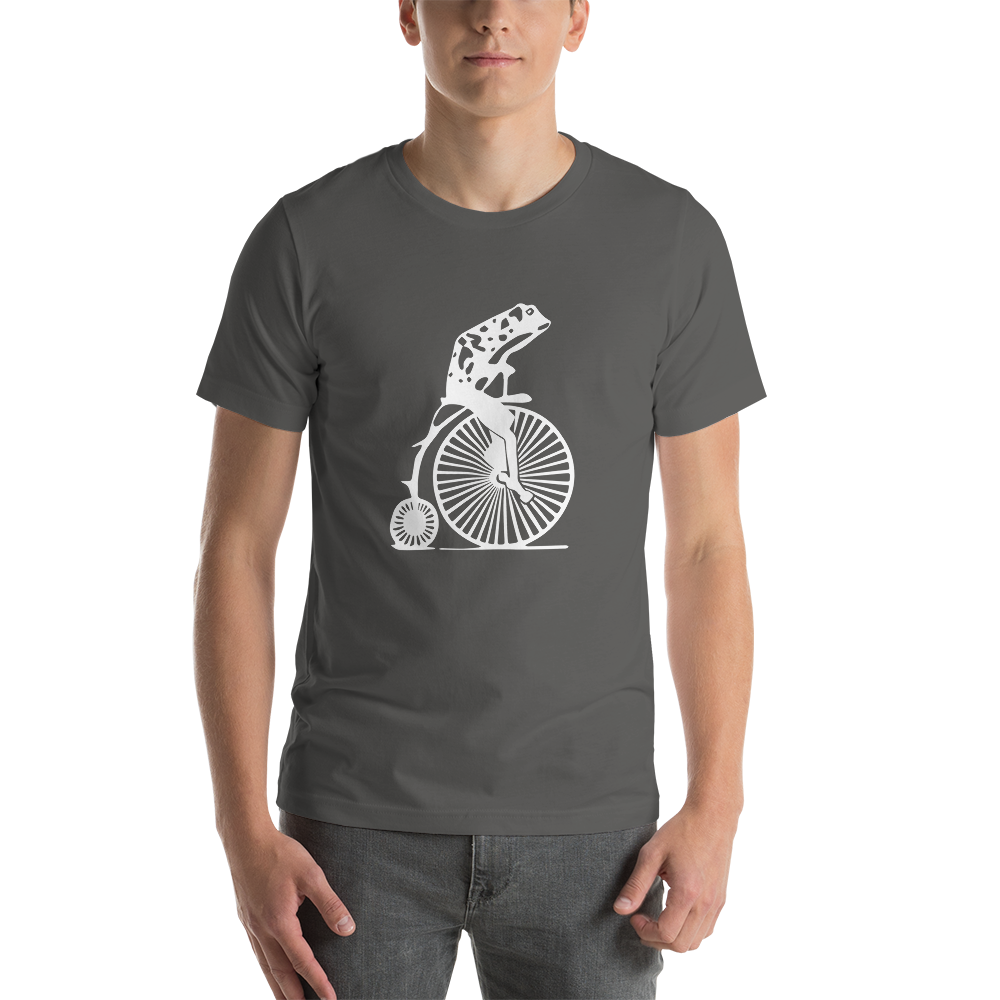 Frog on a Penny Farthing (white frog)