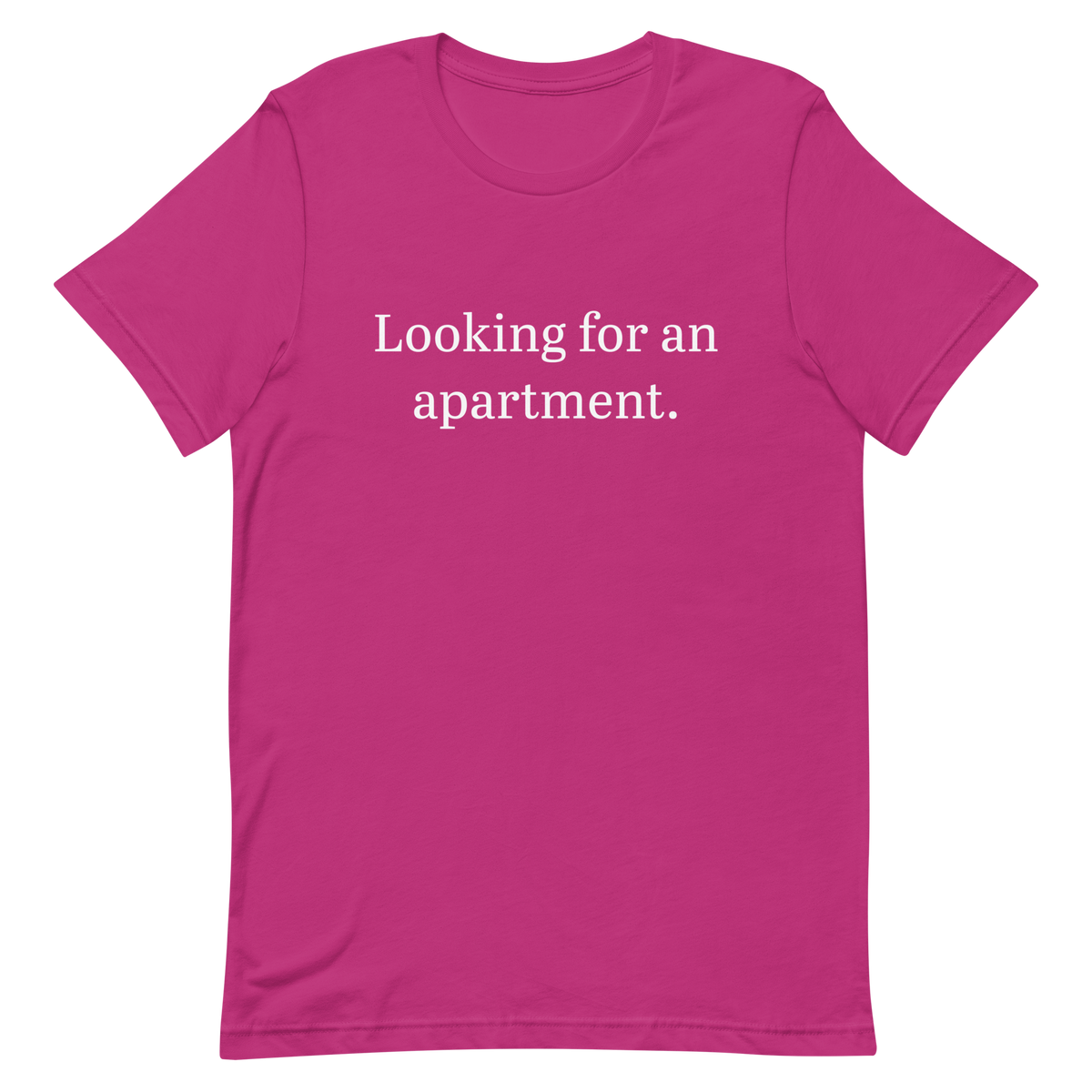 Looking for an apartment. T-Shirt (White text)