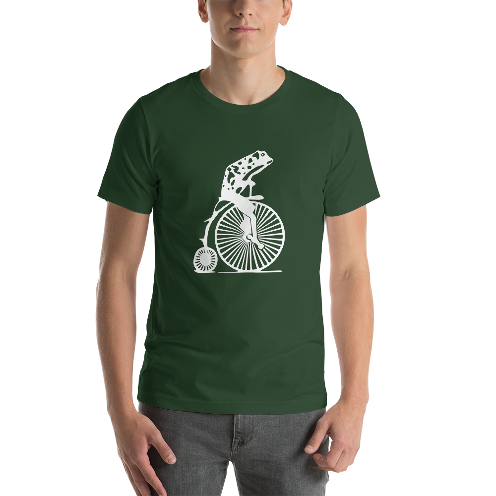 Frog on a Penny Farthing (white frog)