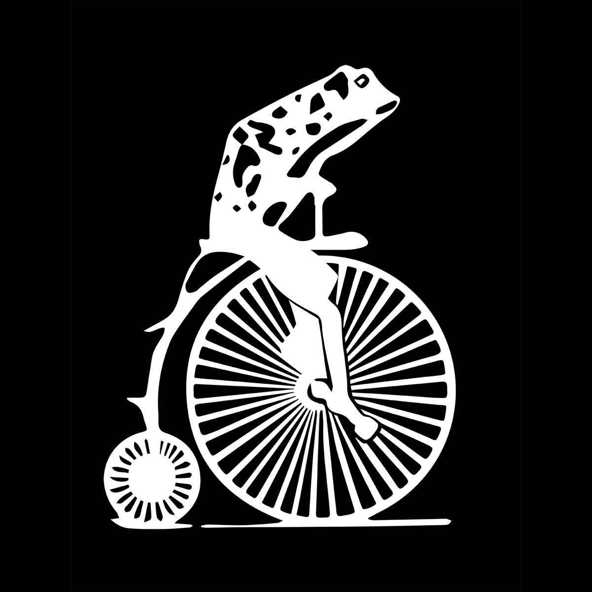 Frog on a Penny Farthing tee (Youth) dark colors