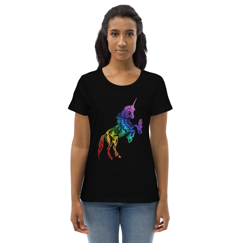 Opdage majs Fancy Women's Rainbow Unicorn fitted tee - KnitpickCollective